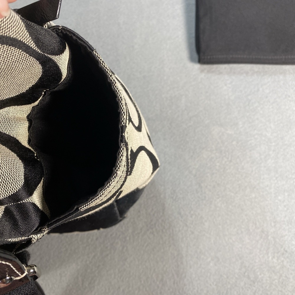 Coach F13803 Black Gray Signature Stripe XL Diaper Travel Tote Shoulder Bag Flaw - Picture 7 of 12